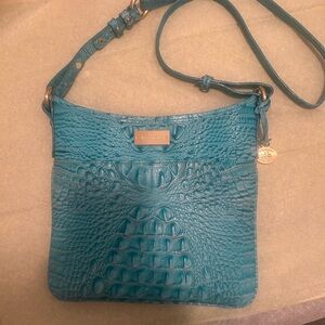 Brahmin Turquoise Embossed Leather Crossbody Bag